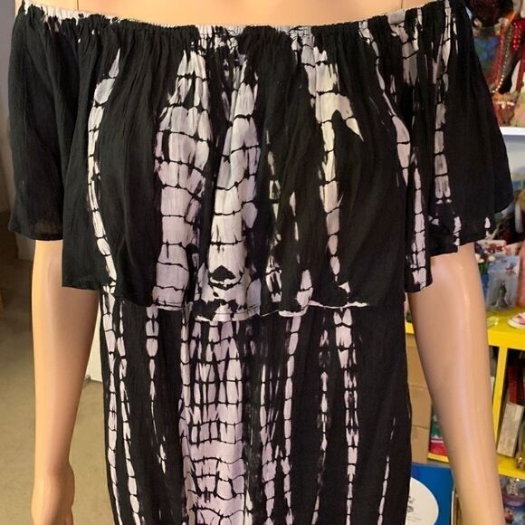 Raviya Tie dye Smocked OTS Coverup Dress NWT Small - Picture 4 of 7